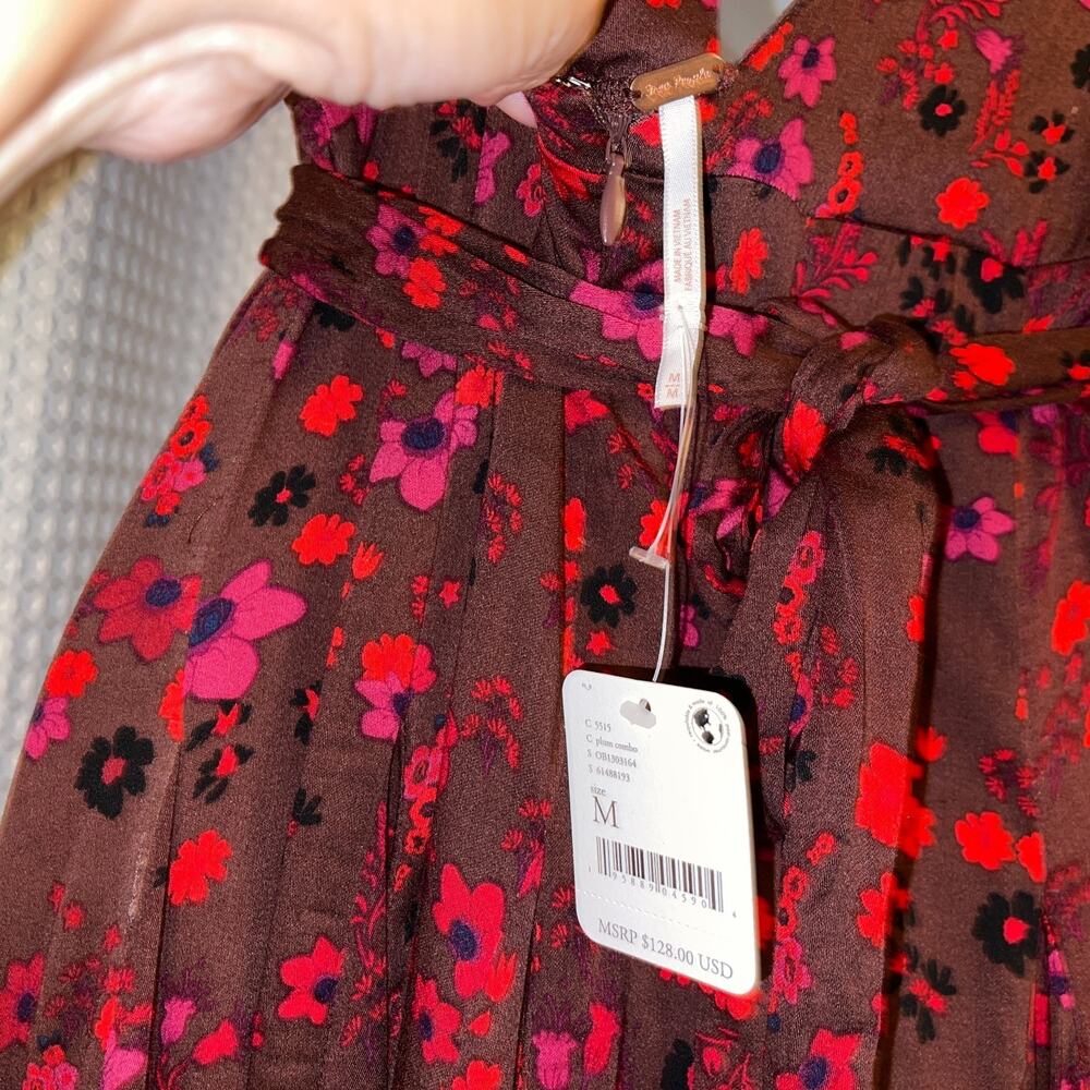 NWT Free People It Takes Two Wrap Knit Skater Dress in Plum Combo Sz. M - Picture 3 of 10
